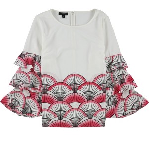 Alfani Womens Tiered Sleeve Zip-up Blouse - 1 of 1