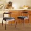 FONTOI Armchair Upholstered Chair Set of 2 with Solid Wood Legs,  Mid-Century Modern Accent Stools Set of 2 for Kitchen, Brown, 16.9"*14.2"*33.8" - 4 of 4