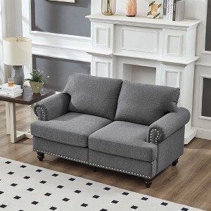 59.5'' Upholstered Loveseat Sofa with Round Arms and Nailhead Trim, Hidden Storage - 1 of 4