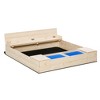 Outsunny Kids Wooden Sandbox w/ Two Plastic Boxes Foldable Bench Seat Waterproof Cover Bottom Liner Storage Space - 4 of 4