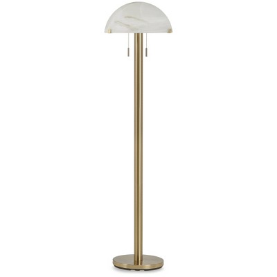 Signature Design by Ashley Tobbinsen 61" Art Deco Glass Dome Metal Floor Lamp with Pull Chains, Brass