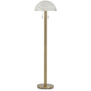 Signature Design by Ashley Tobbinsen 61" Art Deco Glass Dome Metal Floor Lamp with Pull Chains, Brass - 1 of 4