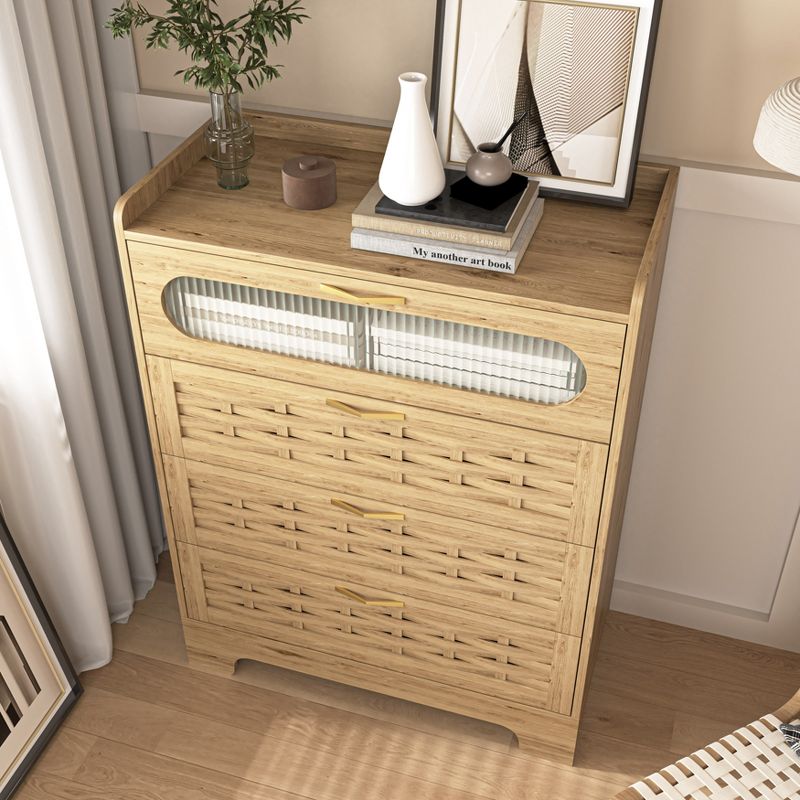 4/6-Drawer Dresser, Modern Wooden Dresser Chest with Metal Handles, Storage Organizer Dresser Natural 4A - ModernLuxe, 4 of 11