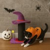 Angel Sar Wizard Hat Cat Scratching Post with Spring Ball Toy, Halloween Spooky Cat Scratcher for Indoor Cats, Purple - 2 of 4