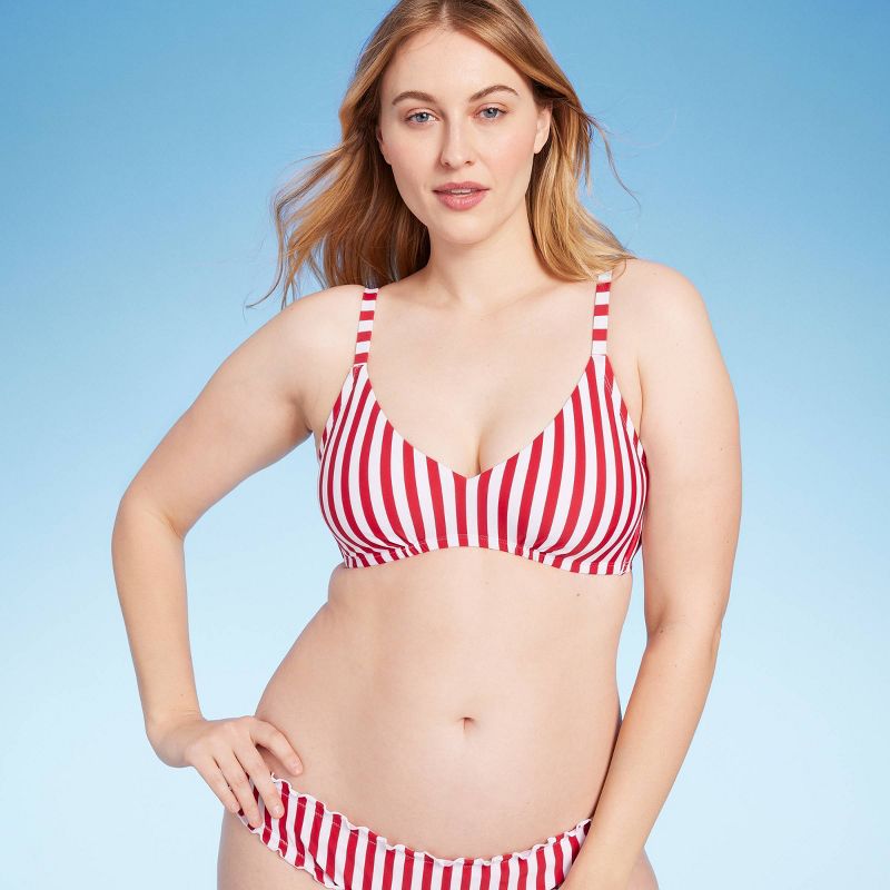 Women's Striped Hidden Underwire Bikini Top - Shade & Shore™ Red/White, 5 of 7