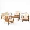Perla 9pc Acacia Wood Patio Conversation Set: Weather-Resistant, Modular - Christopher Knight Home - 2 of 4