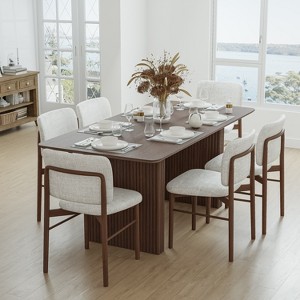 SpassWay 30"H Modern Wooden Dining Table Suitable for Kitchen Conference and Gaming Use with Double Pedestal Base Walnut/Black/Natural Wood - 1 of 4