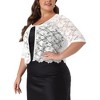 Agnes Orinda Women's Plus Size Round Neck Sheer 3/4 Sleeve Lace Elegant Cardigans - 2 of 4