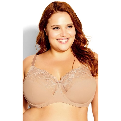 Avenue  Women's Plus Size Embroidered Full Support Underwire Bra - Beige -  44i : Target