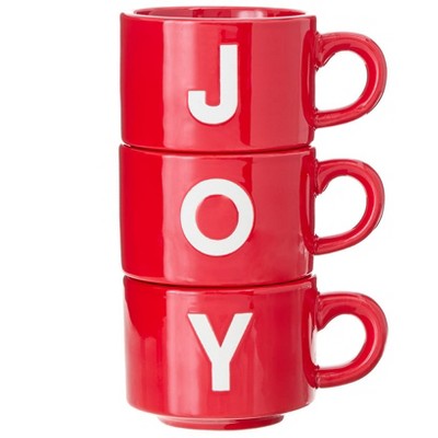 The Lakeside Collection Set of 3 Holiday "Joy" Mugs