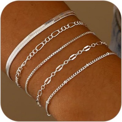 Gold Bracelets for Women, 14K Dainty Gold Plated Stackable Bracelets for Women Trendy Waterproof CZ Tennis Bracelet Set