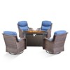 Gymojoy 5 Pieces/7 Pieces Outdoor Fire Pit Table with Patio Swivel Glider Chairs Table Set - 3 of 4