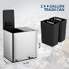 Stainless Steel 2 x 15 L Garbage Can Plastic Inner Buckets and Hinged Lids for Kitchen, Office with 2 Compartments, Removable Inner Buckets - 2 of 4