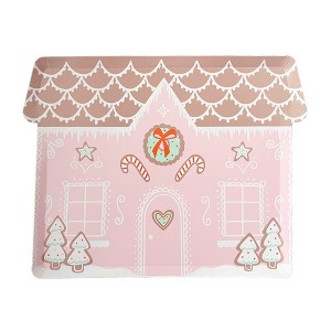 Daydream Society - Mini Pink Gingerbread House Large Plates - Pack of 8 Paper Plates - 1 of 3