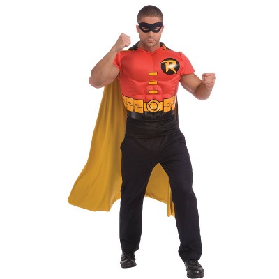 Adult DC Comics Robin Muscle Shirt Cape Halloween Costume One Size