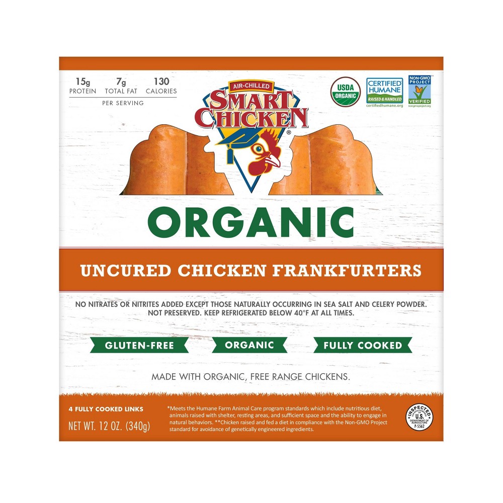 AIR-CHILLED UNCURED ORGANIC CHICKEN FRANKFURTERS SAUSAGES
