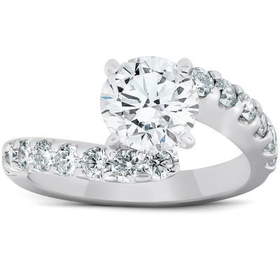 Pompeii3 2 1/3 Ct Diamond & Moissanite Engagement Ring Twisted Accent Band 14k White Gold
