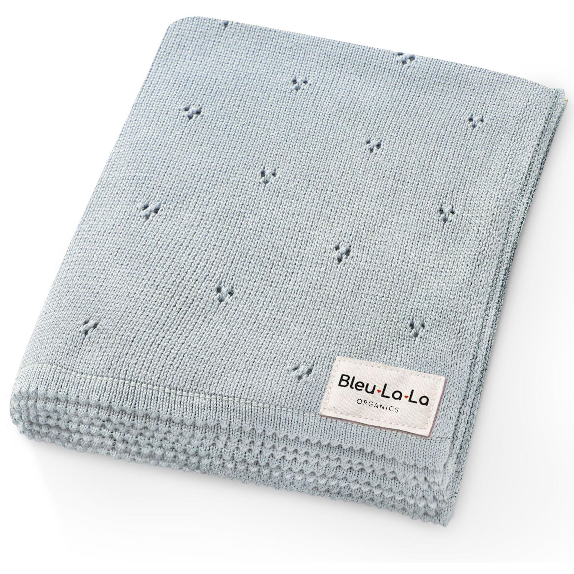 Luxury 100% Organic Cotton Baby Receiving Swaddle Blanket for Infants Boys and Girls - Powder Blue