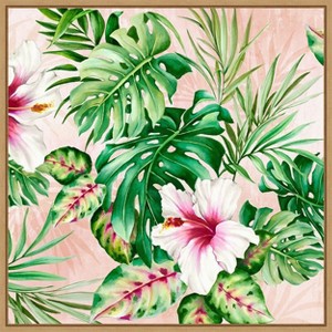 Amanti Art Hot Tropical Floral by Alex Black Framed Canvas Wall Art - 1 of 4