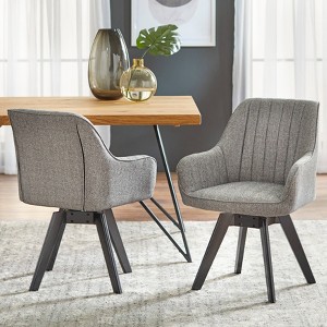 Set of 2 Phyllis Swivel Chairs Gray - Lifestorey: Mid-century Design, Rubberwood Frame, 250lb Capacity - 1 of 4