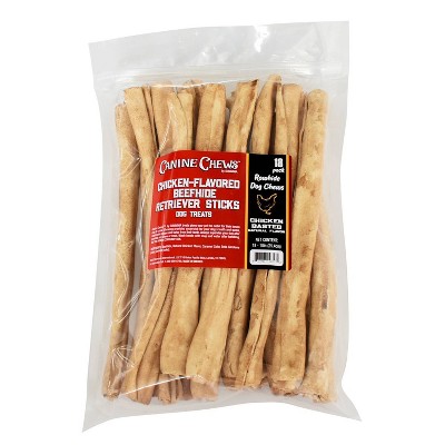 Canine Chews Chicken and Beef Flavor Sticks Rawhide Dog Treats - 18ct