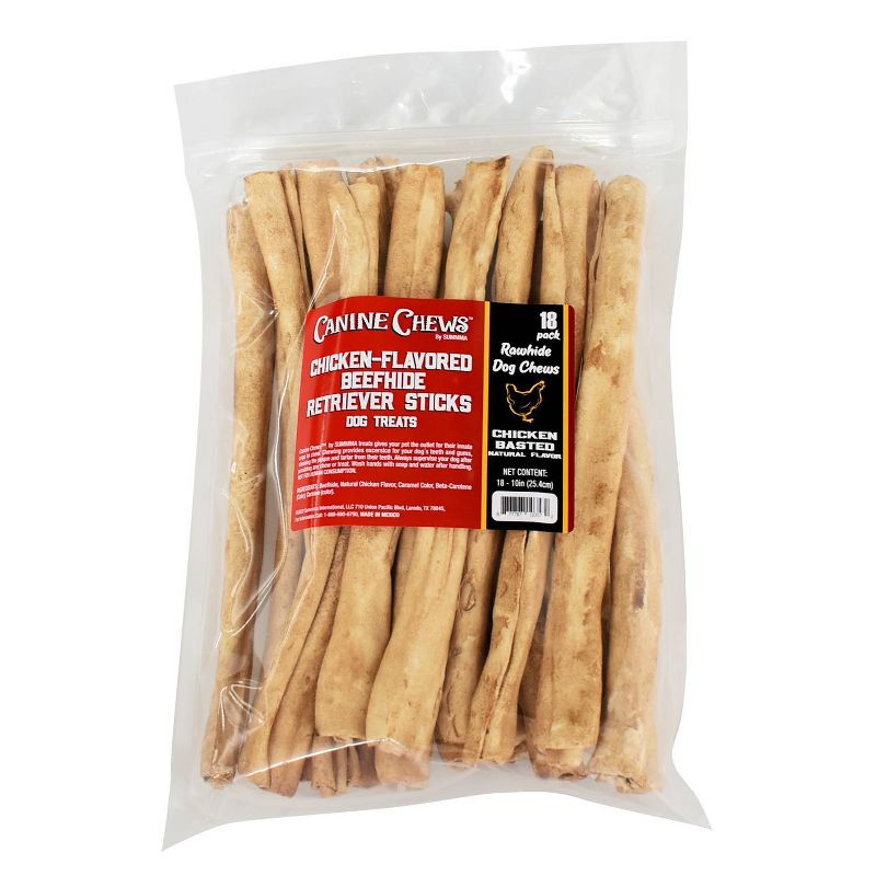 Canine Chews Chicken and Beef Flavor Sticks Rawhide Dog Treats - 18ct, 1 of 4