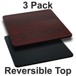 Flash Furniture Glenbrook 3 Pack 30'' Square Table Top with Black or Mahogany Reversible Laminate Top - 1 of 2