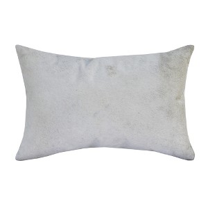 HomeRoots 16" X 24" Ivory Faux Leather Zippered Pillow - 1 of 4