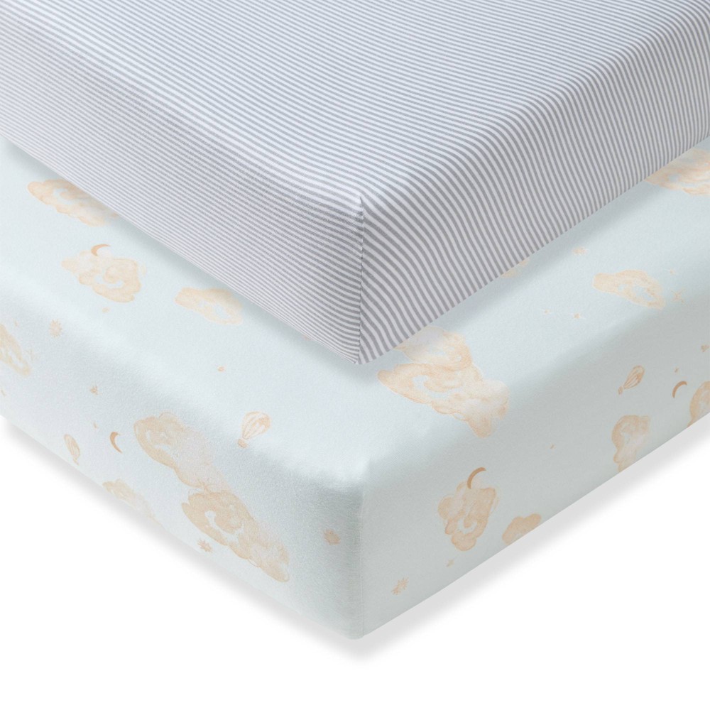 Photos - Bed Linen Burt's Bees Baby® 2pk Good Night Sky Crib Sheets - Ice Flow