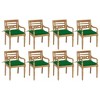 vidaXL Outdoor Patio Seating - 8X Solid Teak Batavia Lounge Chairs with Green Cushions - Durable, Weather-Resistant Garden Seating - 2 of 4