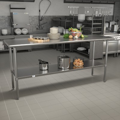 Stainless Steel 72" Professional Grade Work Table with Adjustable Undershelf