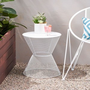NicBex 16" Hourglass Iron Accent Table, Open Cage Bistro Table,  Metal Side Table Outdoor/Indoor for Bohemian Gardens & Decks - 1 of 4