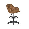 VECELO Drafting Chair with Adjustable Height PU Swivel Stool with Lumbar Support - 2 of 4