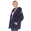 Women's Plush Hooded Cardigan with Pockets - White Mark - 2 of 4