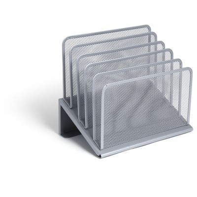 TRU RED 5 Compartment Wire Mesh File Organizer Silver TR57555-CC