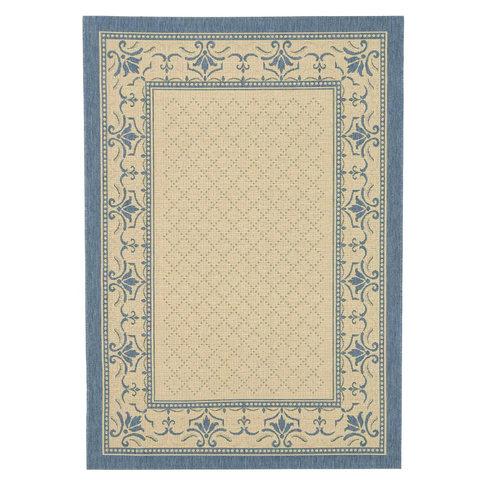 6'7inX9'6in Rectangle Alicante Patio Rug Natural/Blue - Safavieh