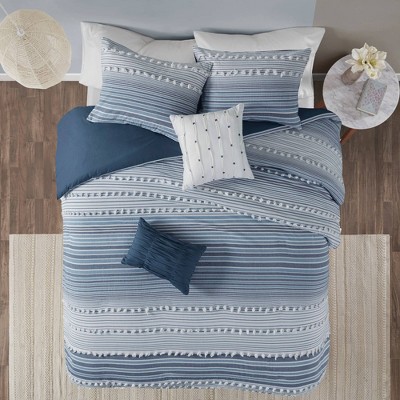 Makenna Full/Queen 5pc Cotton Duvet Cover Set Gray