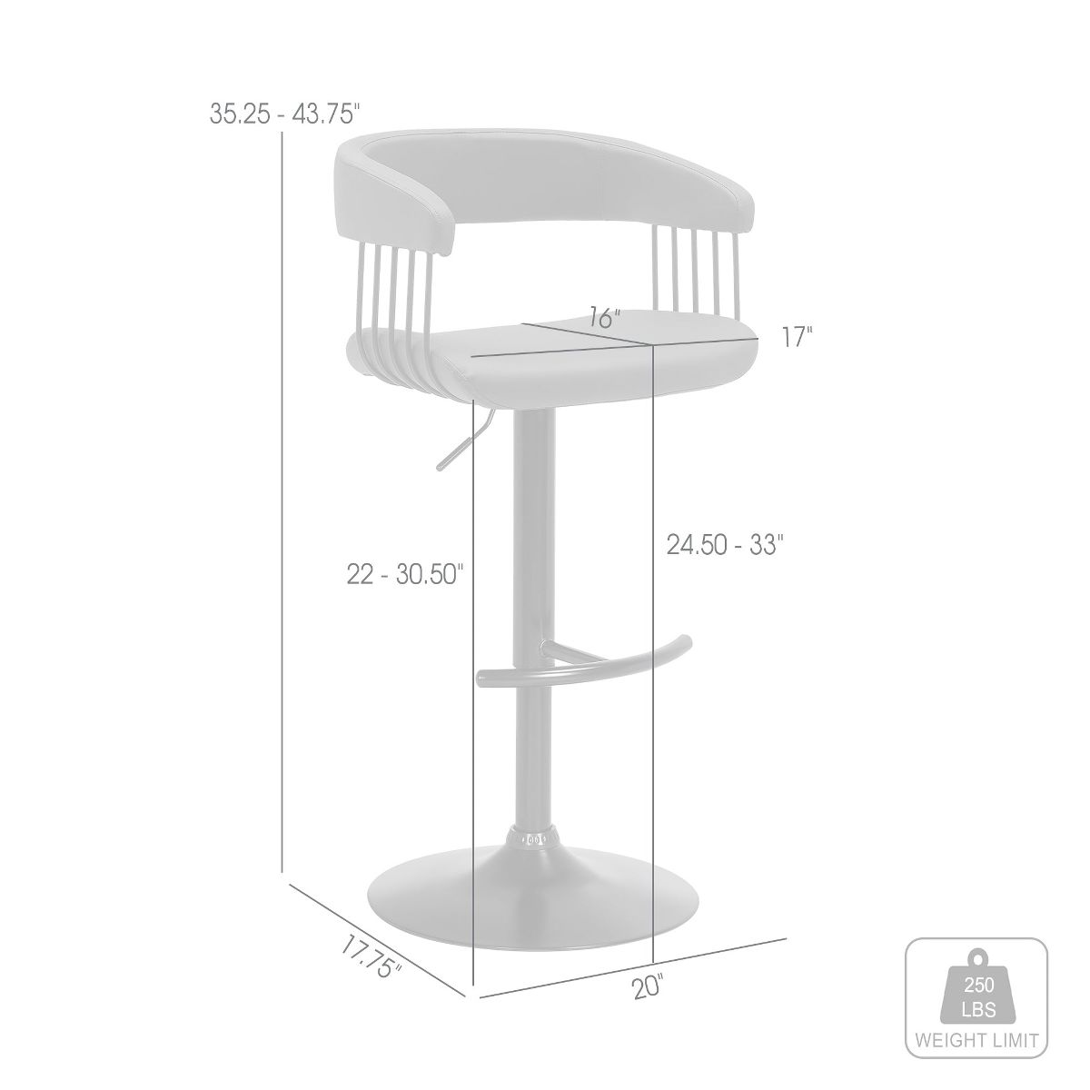 Calista Upholstered Adjustable Barstool - thumbnail 10