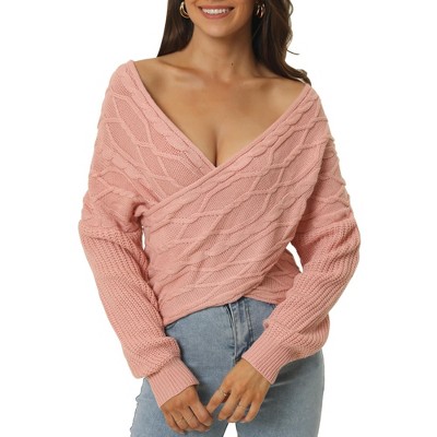 Seta T Women s Casual Long Sleeve V Neck Cross Wrap Off Shoulder