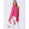 INSPIRE CHIC Women's Casual Tie Back Asymmetrical High Low Sleeveless Mock Neck Flowy Blouse - 3 of 4