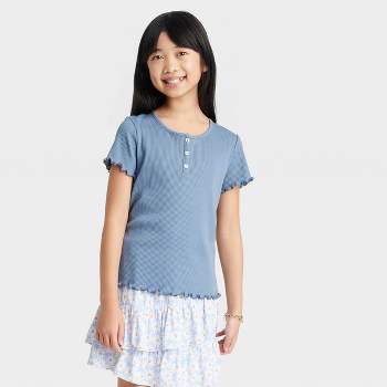 Girls' Short Sleeve Henley T-Shirt - art class™