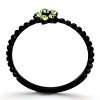 Slickblue Flower Design Stainless Steel Ring, IP Black Finish with Peridot Stones, Slim Women's Ring, Size 8-10 - 3 of 4
