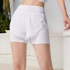 Anna-Kaci Active Women's High Waist Layered Athletic Shorts with Mesh Lining and Side Pockets - 2 of 4