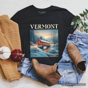 Rustic Red Covered Bridge Vermont State T-Shirt, New England Historical Tee and Travel Souvenir | OrnamentallyYou - 1 of 4