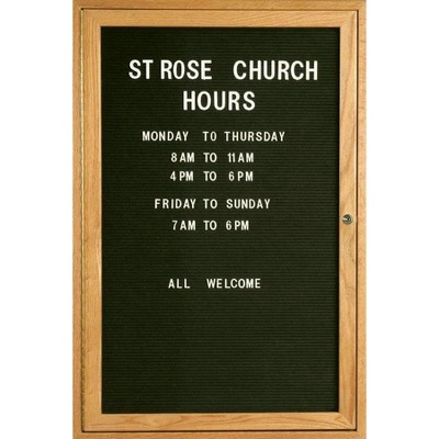 Aarco Products 36"Hx24"W Enclosed Changeable Letter Board in Black Felt with Red Oak Frame
