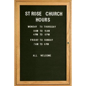 Aarco Products 36"Hx24"W Enclosed Changeable Letter Board in Black Felt with Red Oak Frame - 1 of 2
