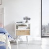 Streamdale Rattan End Table With Power Outlet & USB Ports, Modern Nightstand With Drawer And Solid Wood - 2 of 4