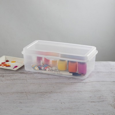 Clear Plastic Stackable Rectangular Storage Bin with Detached Lid, 6-Pack