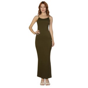 Slickblue Women's Ribbed Maxi Dress with Mermaid Hem Spaghetti Straps Casual & Evening Wear, Multiple Colors, Size S-L - 1 of 4
