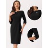 Allegra K Women's Midi 3/4 Sleeve Split Neck Slim Fit Work Pencil Dress - image 2 of 4